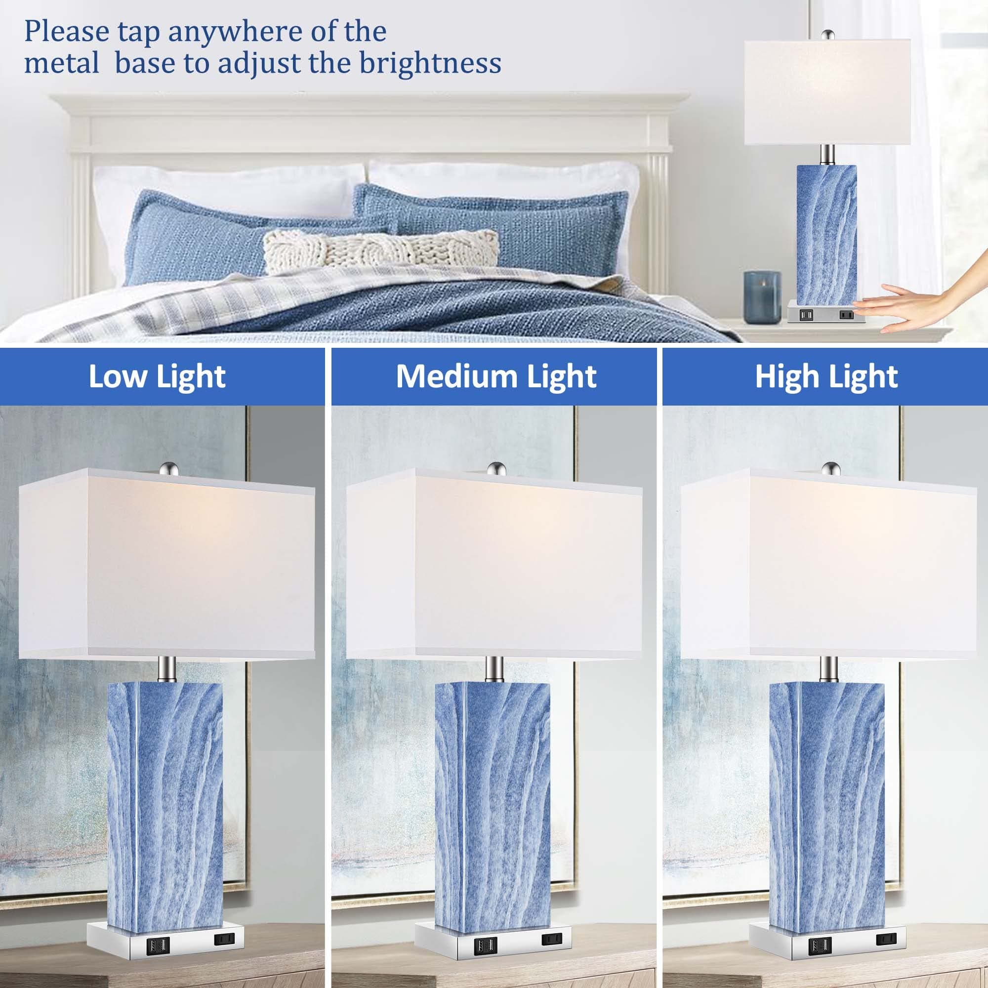Blue Touch nightstand lamps three-way dimming detail