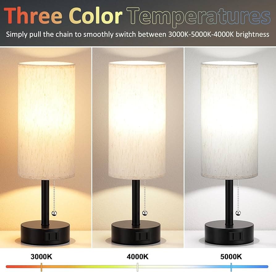 Fenmzee bedside table lamps three color temperatures detail