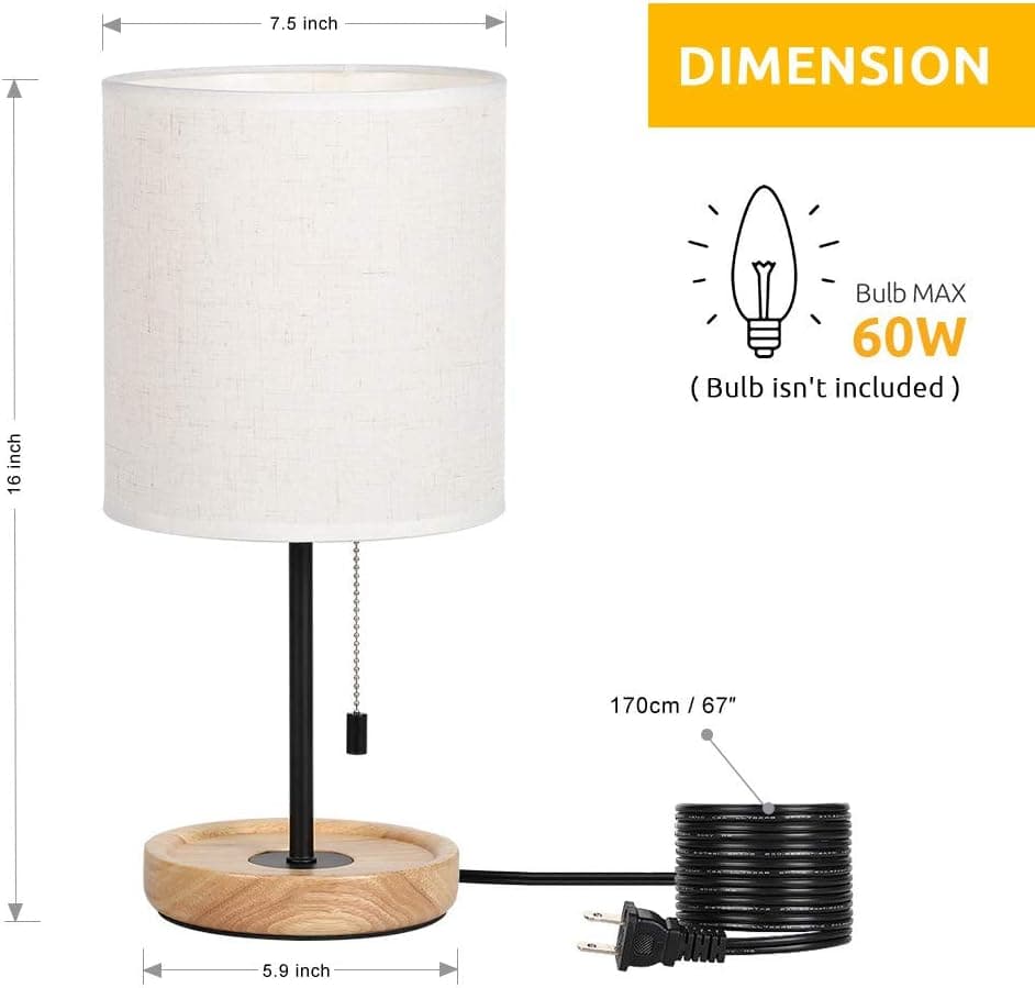 HAITRAL bedside table lamp linen shade detail