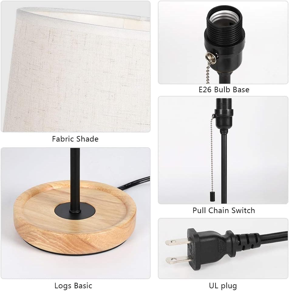 HAITRAL bedside table lamp wood desk profile