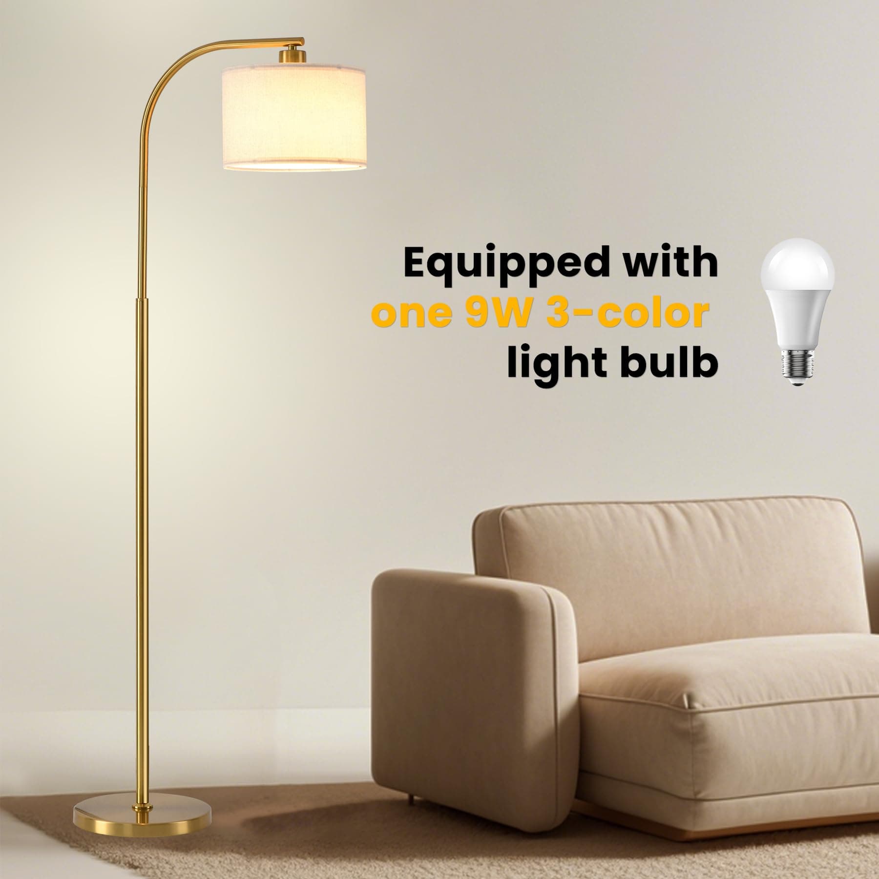 KQW tall floor lamp included LED bulb detail